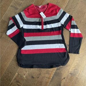 NWT Striped Red and Black Long Sleeve Top